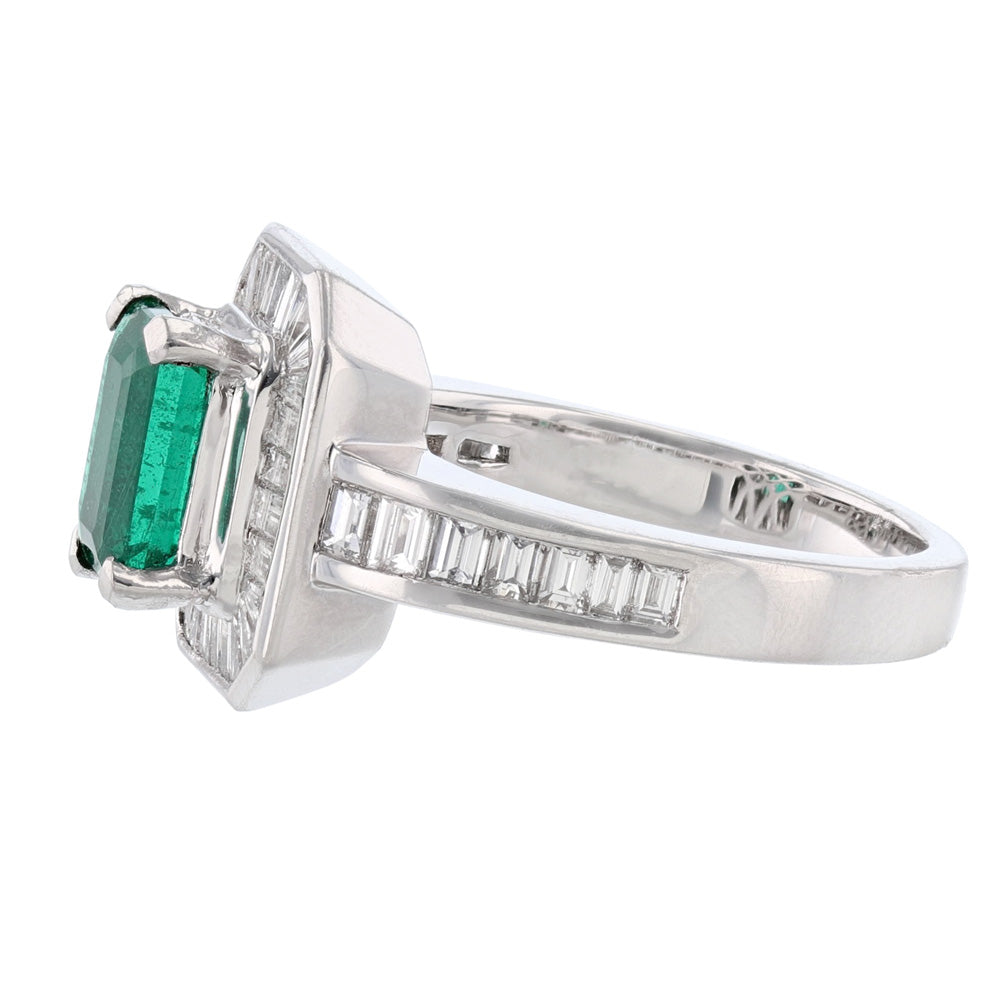 Platinum GIA Emerald and Diamond Ring