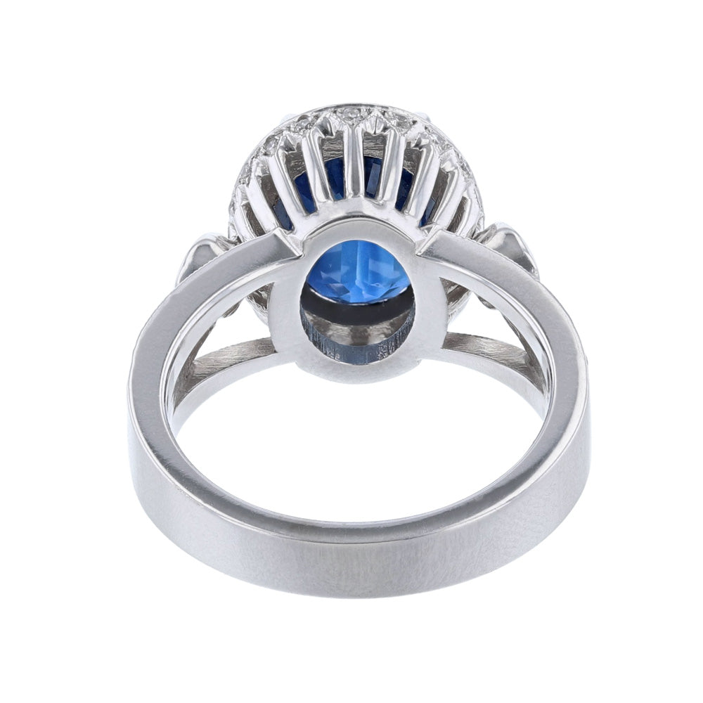 14K White Gold Sapphire and Diamond Ring