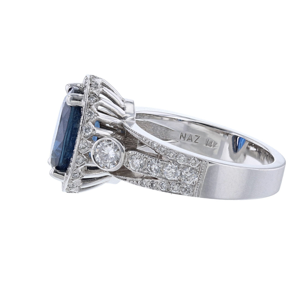 14K White Gold Sapphire and Diamond Ring