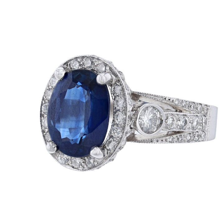14K White Gold Sapphire and Diamond Ring