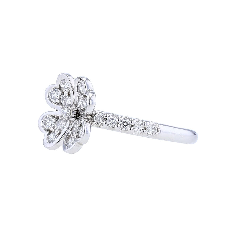 18K Diamond Four Leaf Clover Ring
