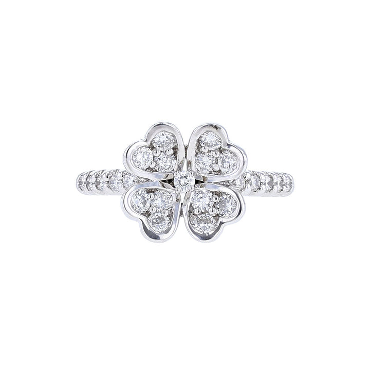 18K Diamond Four Leaf Clover Ring