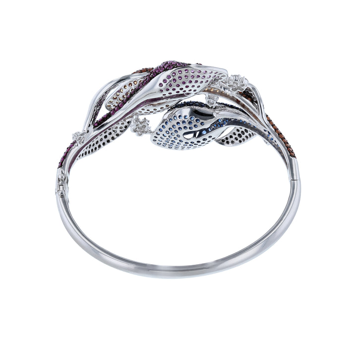 Multi Color Sapphire, Ruby, and Diamond Bangle