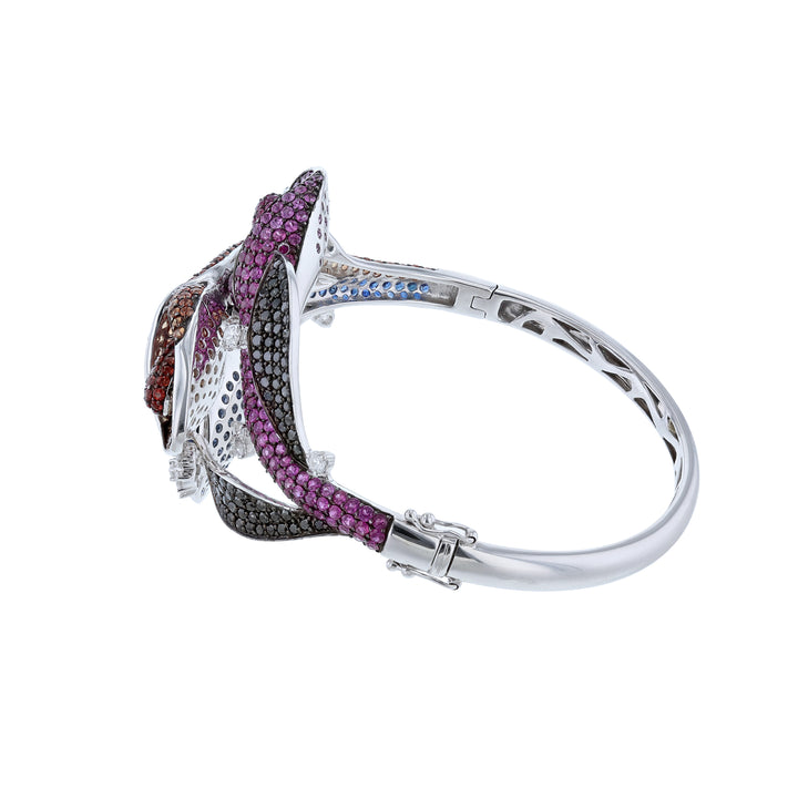 Multi Color Sapphire, Ruby, and Diamond Bangle