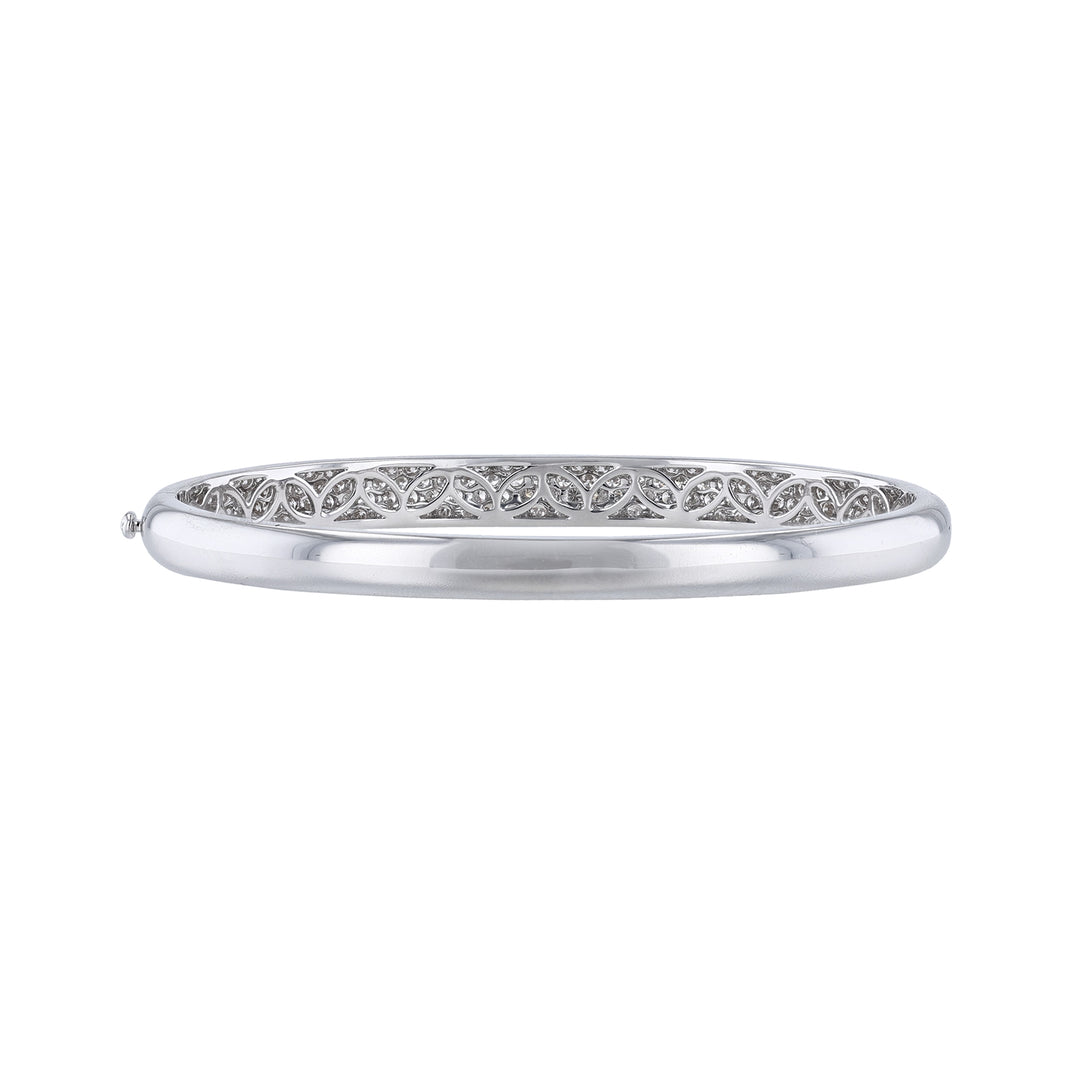 18K White Gold Pave' Diamond Bangle