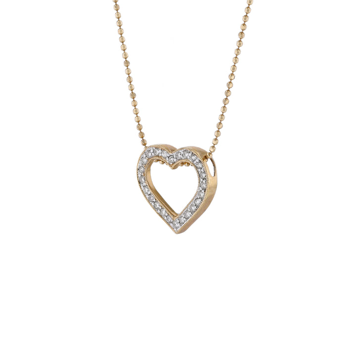 Round Diamond Milgrain Heart Necklace, 0.17ct.