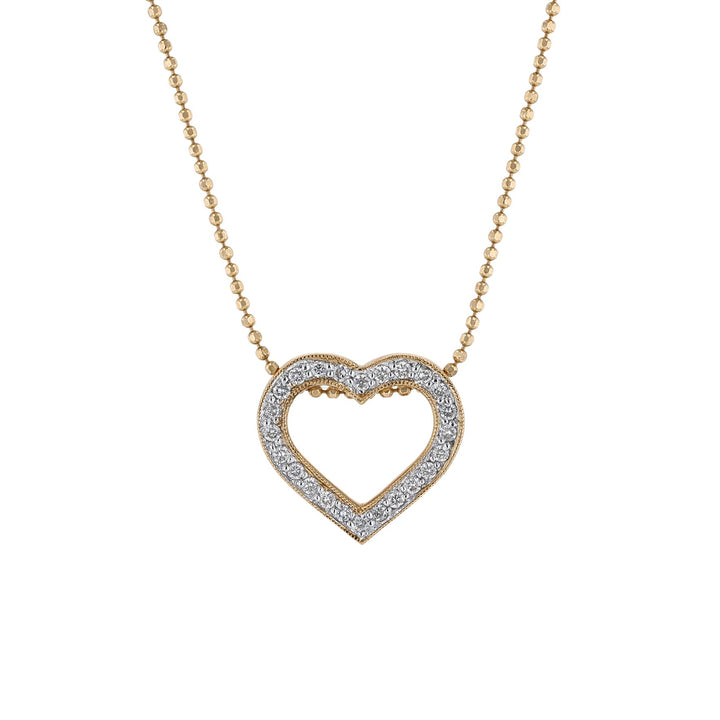 Round Diamond Milgrain Heart Necklace, 0.17ct.