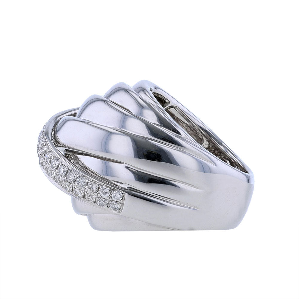 18kt White Gold High Polish Diamond Crossover Ring