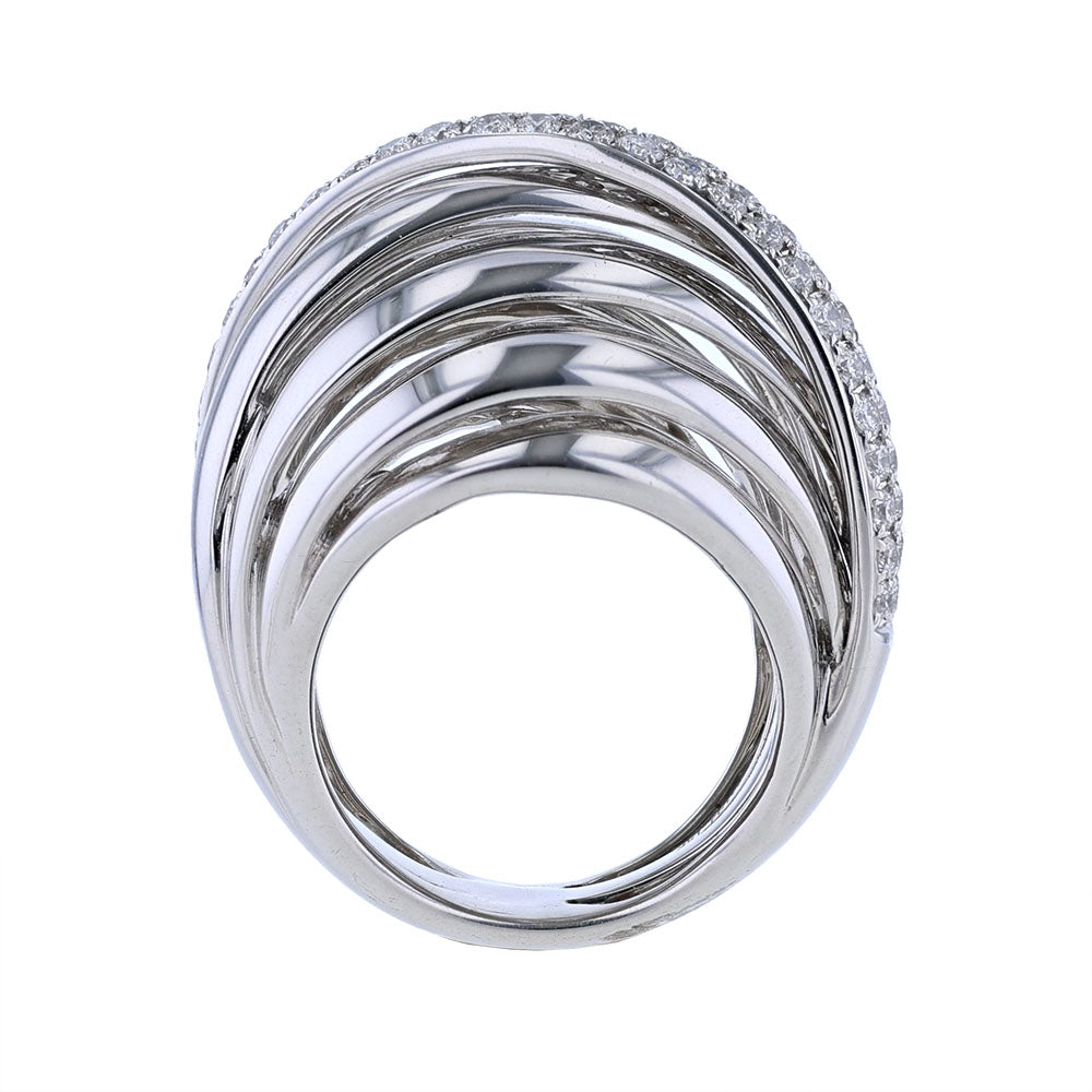 18kt White Gold High Polish Diamond Crossover Ring