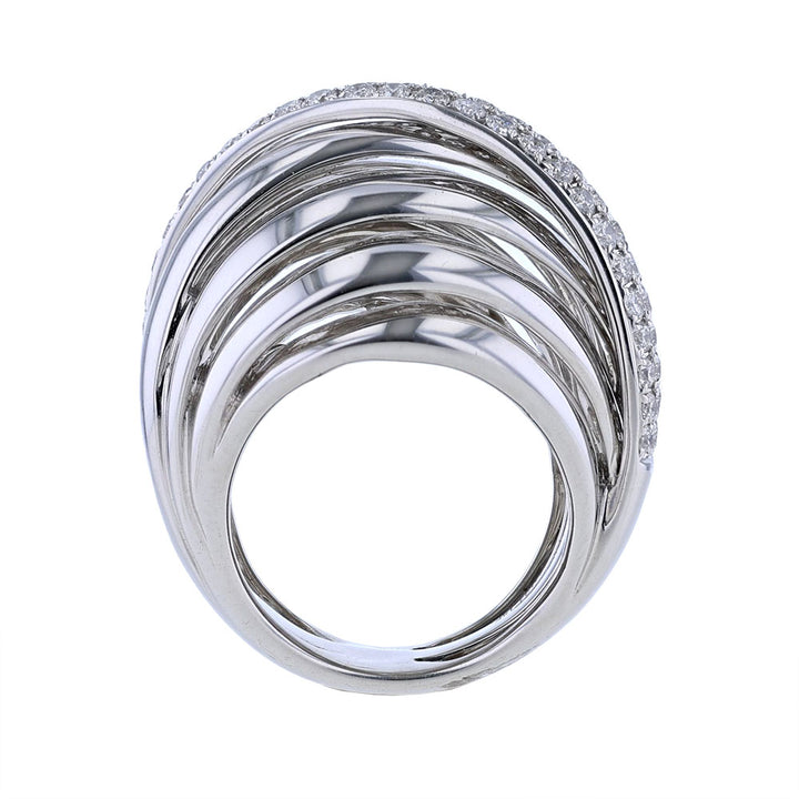 18kt White Gold High Polish Diamond Crossover Ring