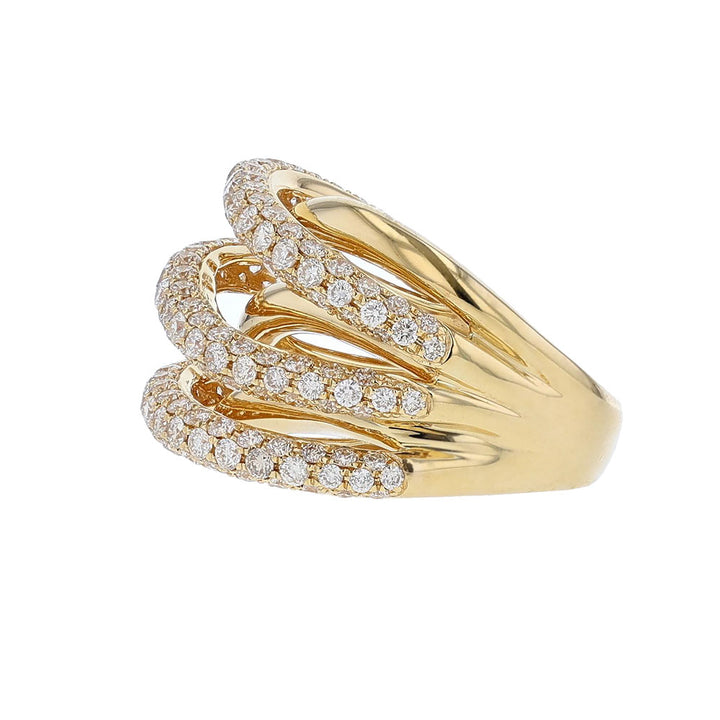 18K Yellow Gold Woven Diamond Crossover Ring