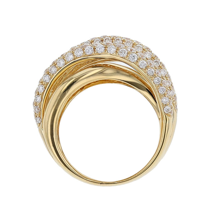 18K Yellow Gold Woven Diamond Crossover Ring