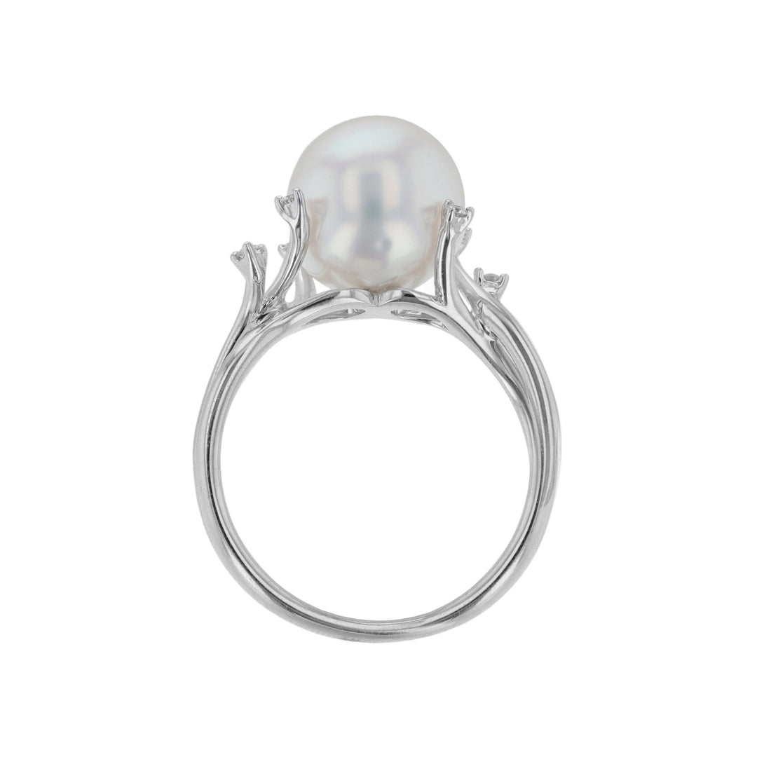 South Sea Pearl Cross Over Diamond Ring