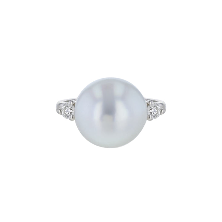 Three Stone South Sea Pearl Diamonds Ring