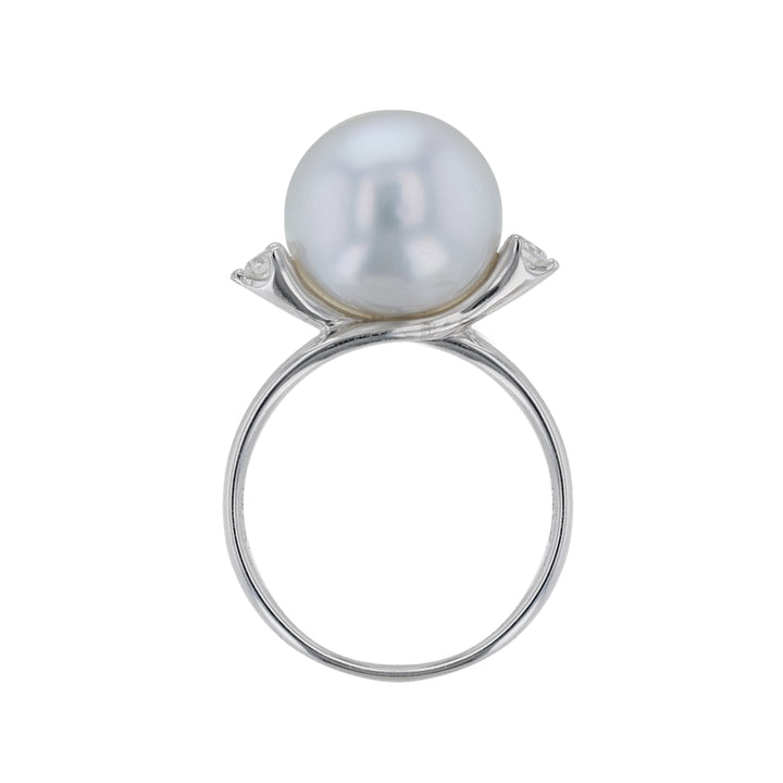 Three Stone South Sea Pearl Diamonds Ring