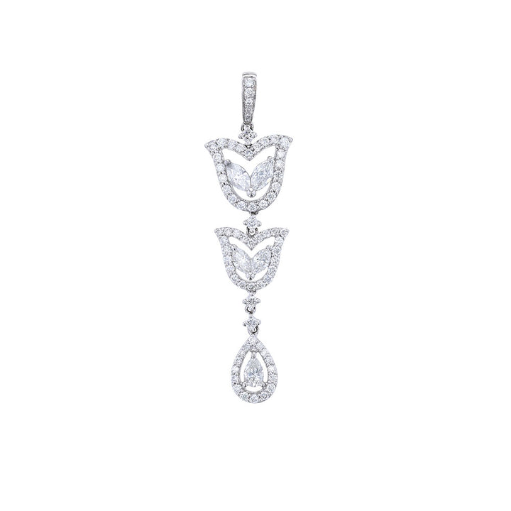 18k White Gold Diamond Floral Motif Necklace