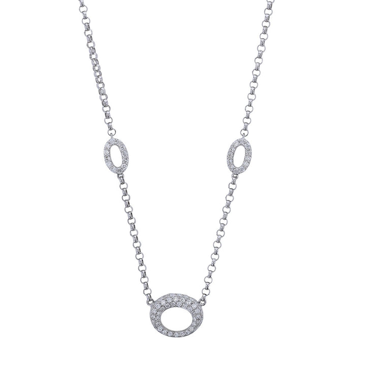 18k White Gold Diamond Floral Motif Necklace