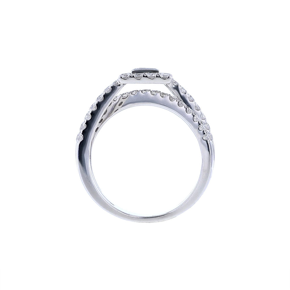 18K White Gold Overlapping Diamond  Cross Over Ring