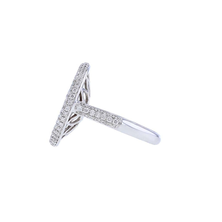 18K White Gold Pave Diamond Disk Ring
