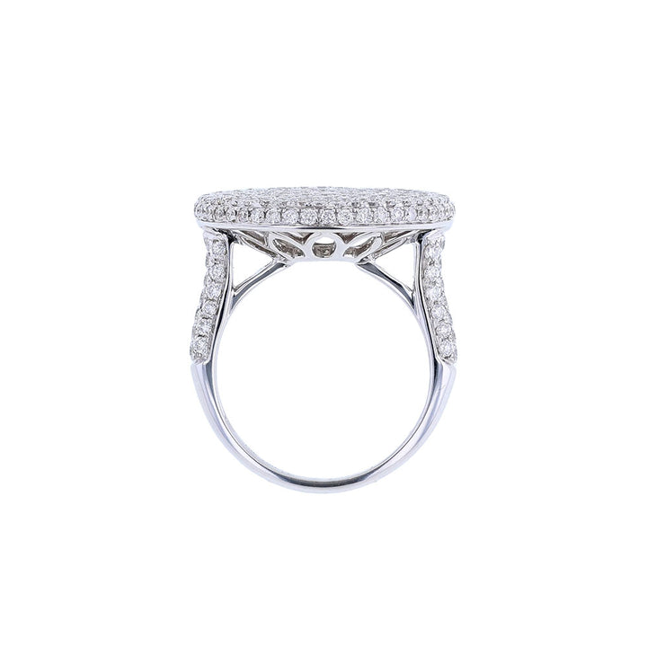 18K White Gold Pave Diamond Disk Ring