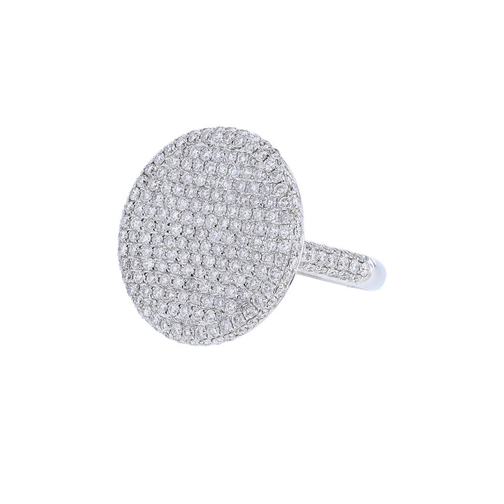 18K White Gold Pave Diamond Disk Ring