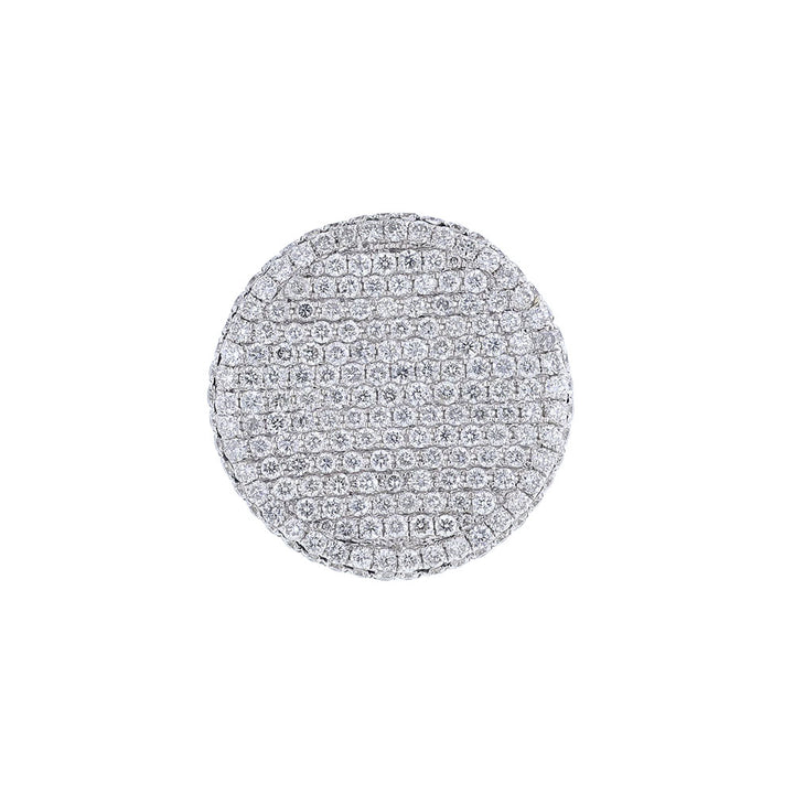 18K White Gold Pave Diamond Disk Ring