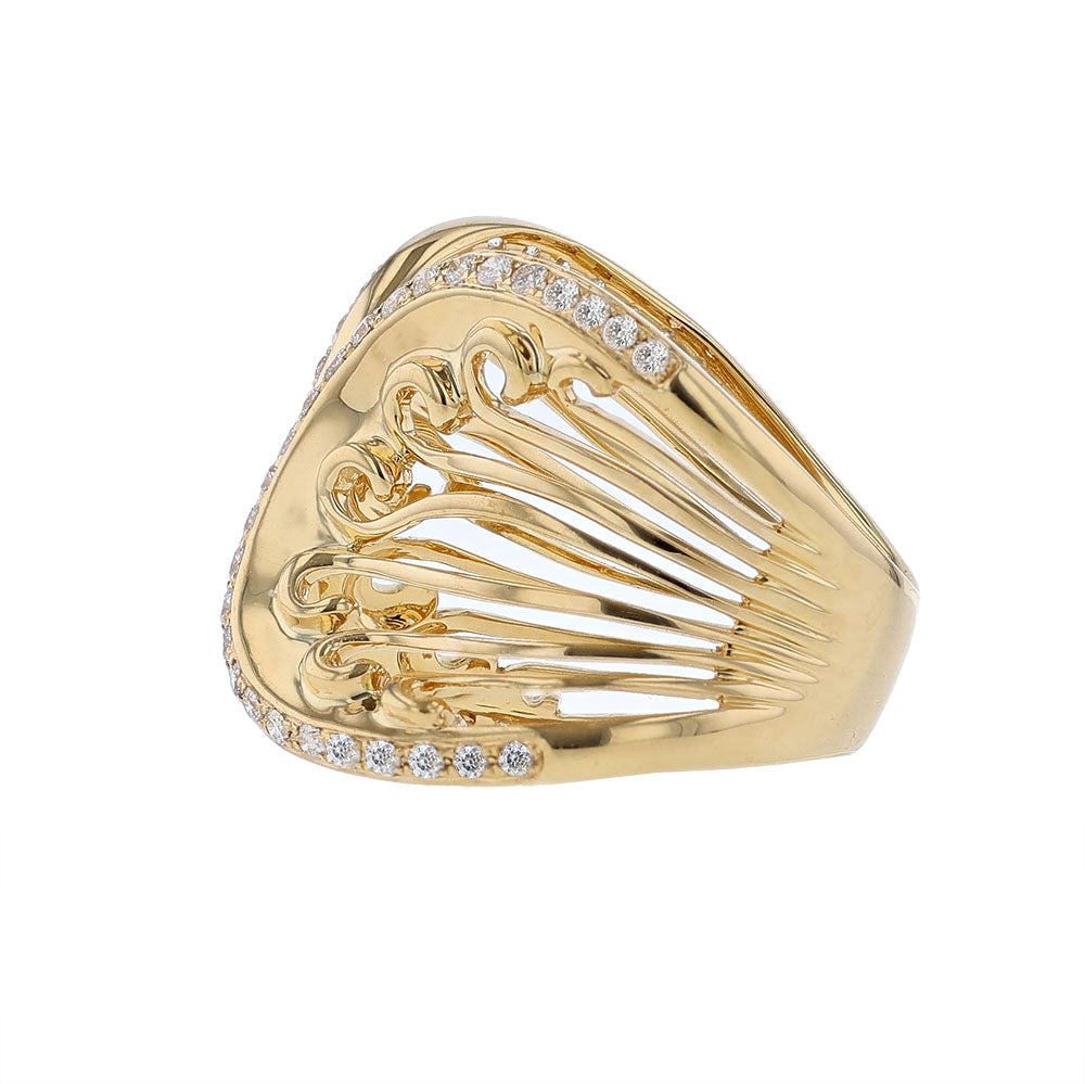 18K Yellow Gold Wide Filigree Wrap Ring