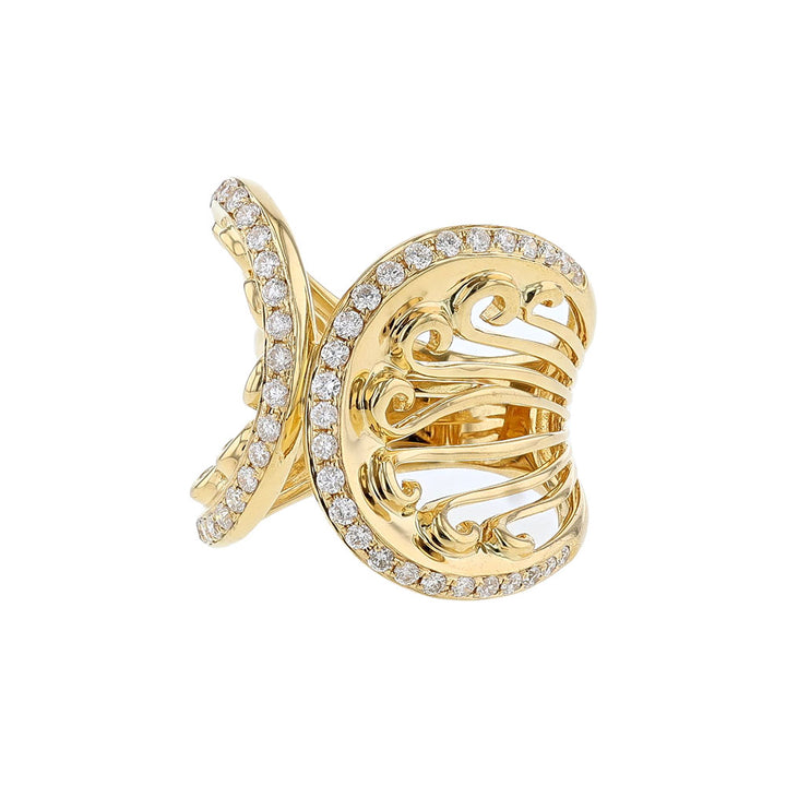 18K Yellow Gold Wide Filigree Wrap Ring