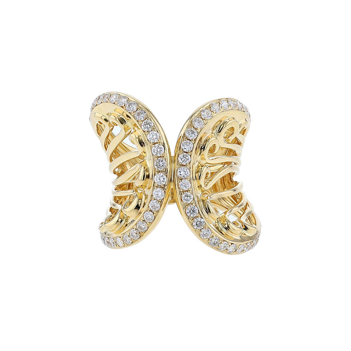 18K Yellow Gold Wide Filigree Wrap Ring