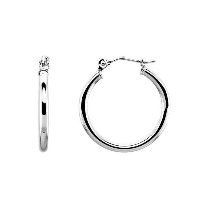 14K White Gold Polished Hoop Earrings