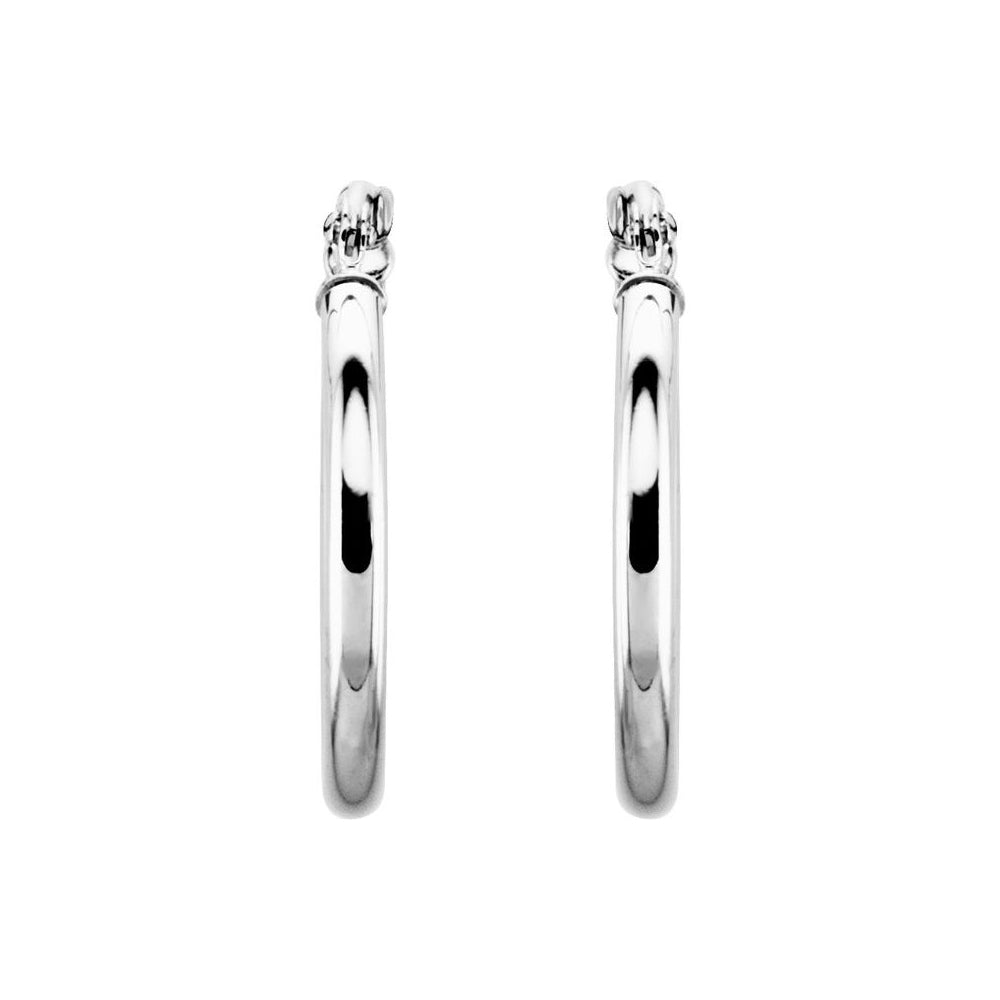 14K White Gold Polished Hoop Earrings