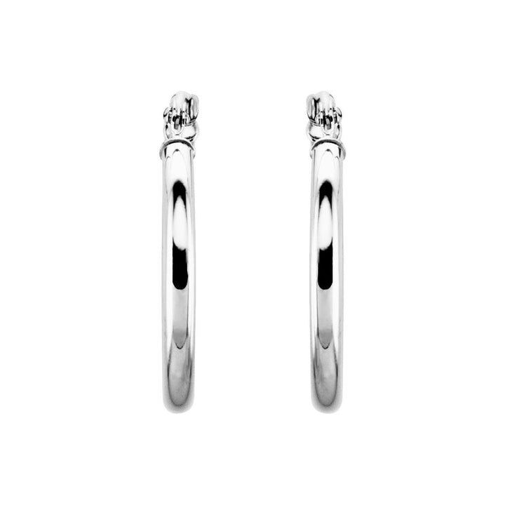 14K White Gold Polished Hoop Earrings