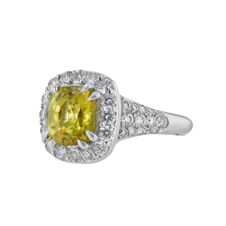 Cushion Yellow Sapphire Diamond Ring