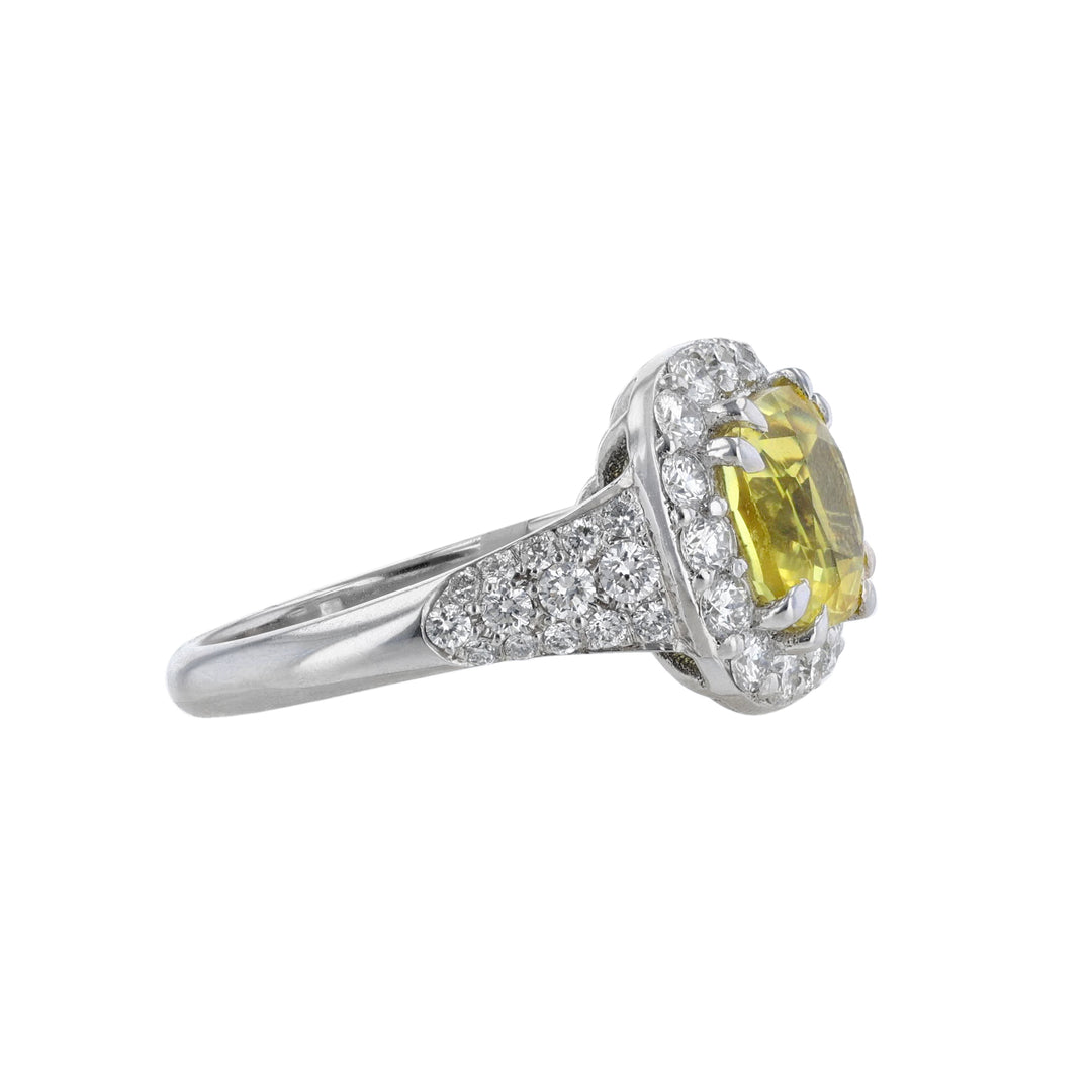 Cushion Yellow Sapphire Diamond Ring