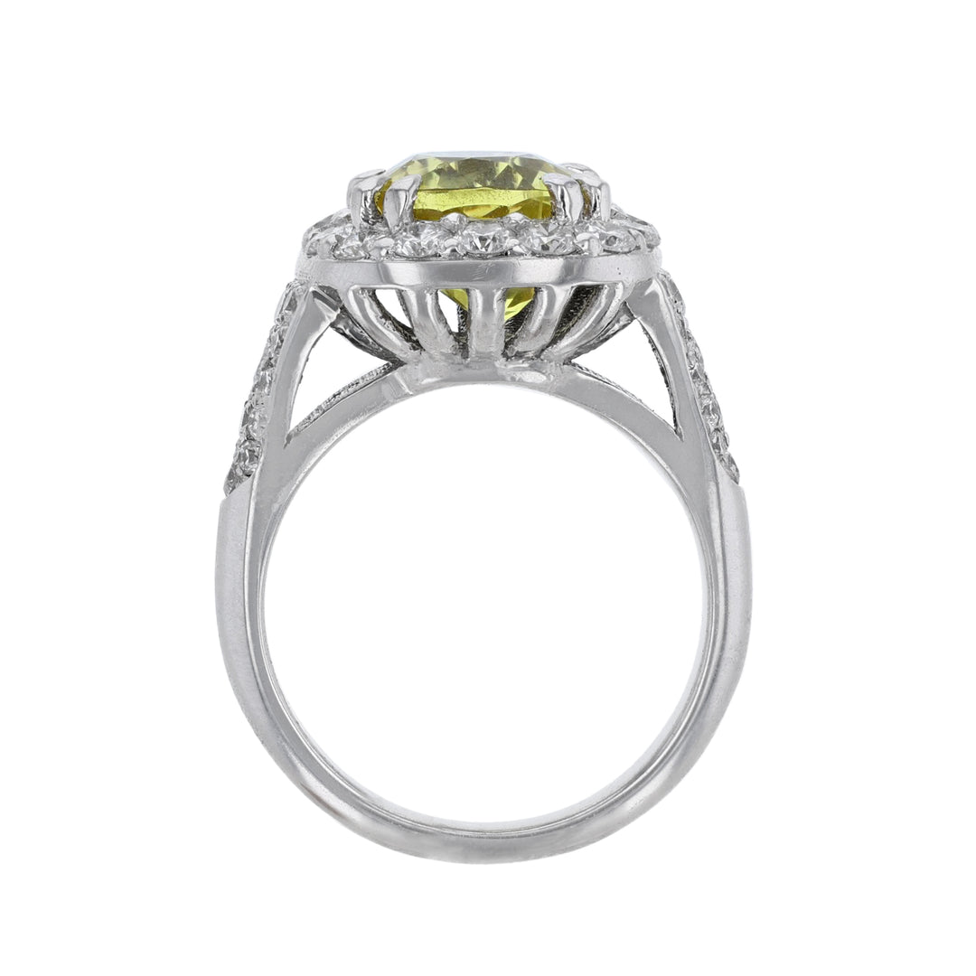 Cushion Yellow Sapphire Diamond Ring