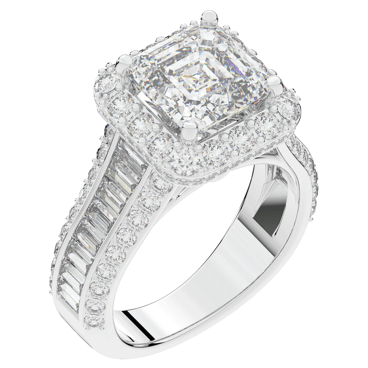6.10CT.TW ASCHER LAB DIAMOND HALO ENGAGEMENT RING - Nazarelle