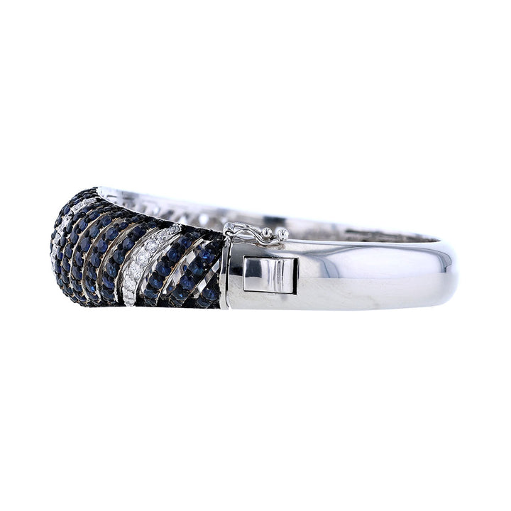 14k White Gold Sapphire Diamond Bangle