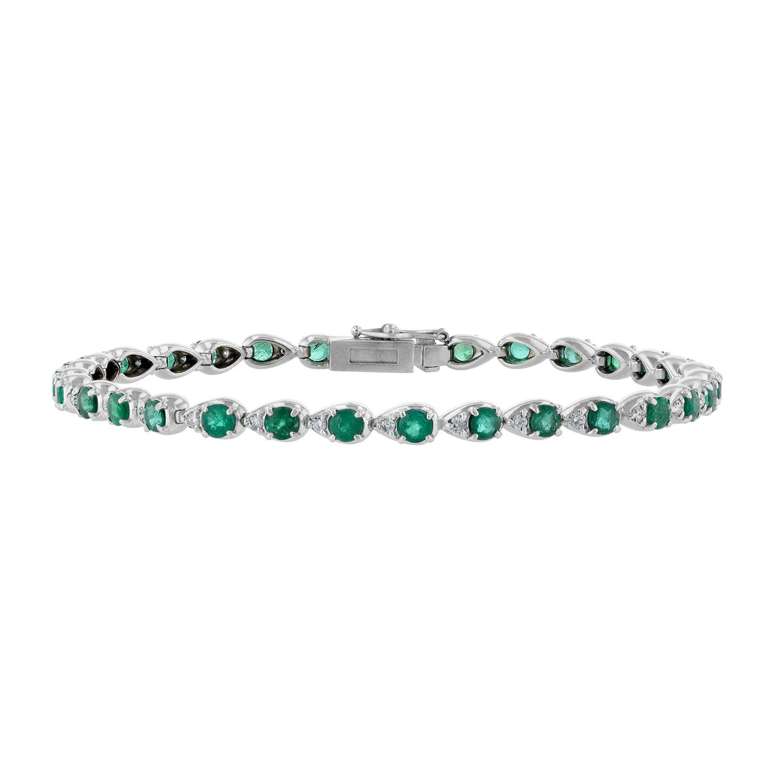 Pear Bezel Emerald Diamond Bracelet