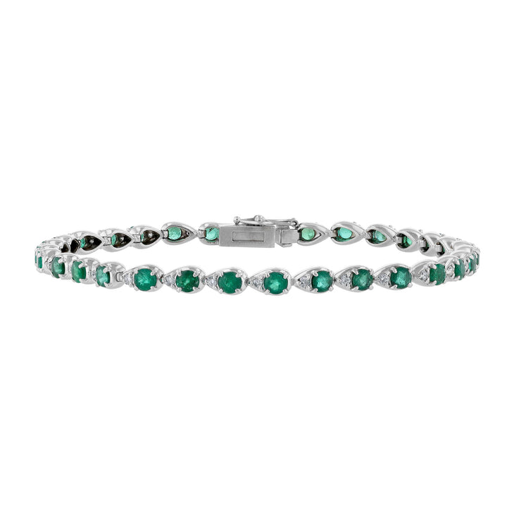 Pear Bezel Emerald Diamond Bracelet