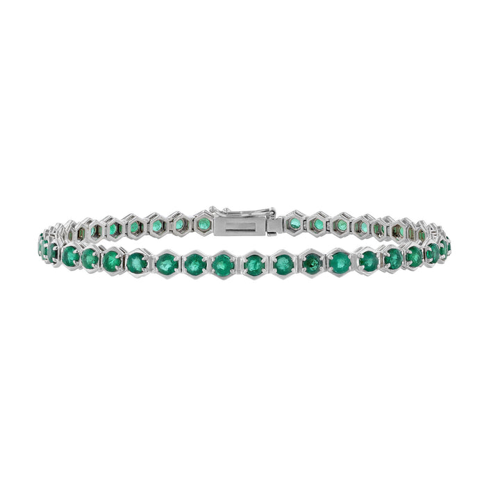 Hexagon Bezel Emerald Tennis Bracelet