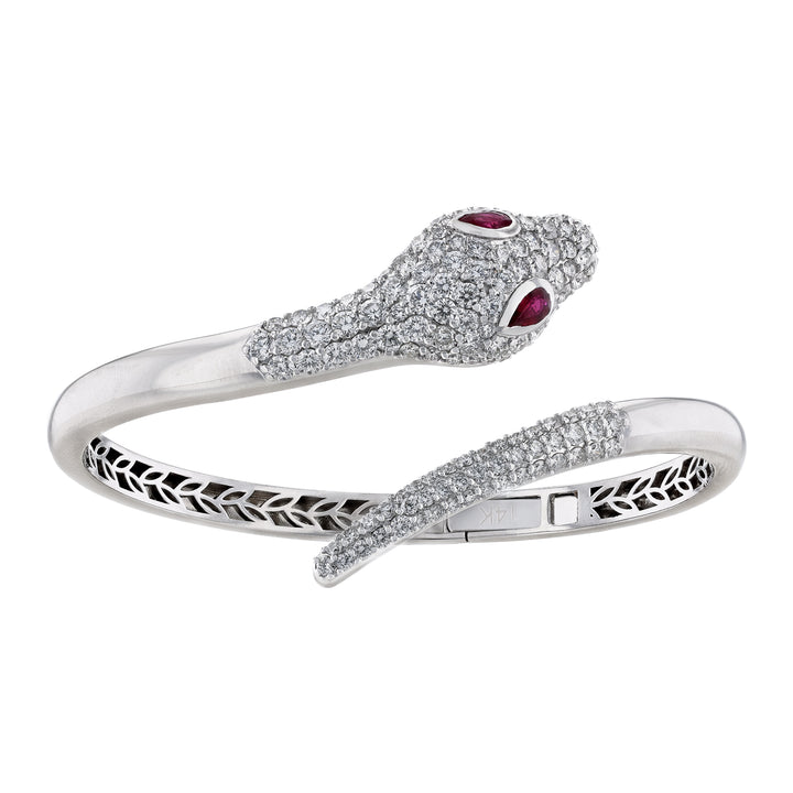 Ruby Diamond Snake Bangle, 3.83ct.
