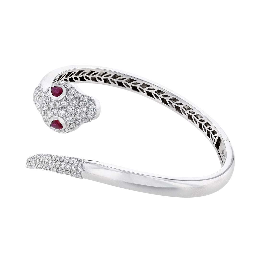 Ruby Diamond Snake Bangle, 3.83ct.