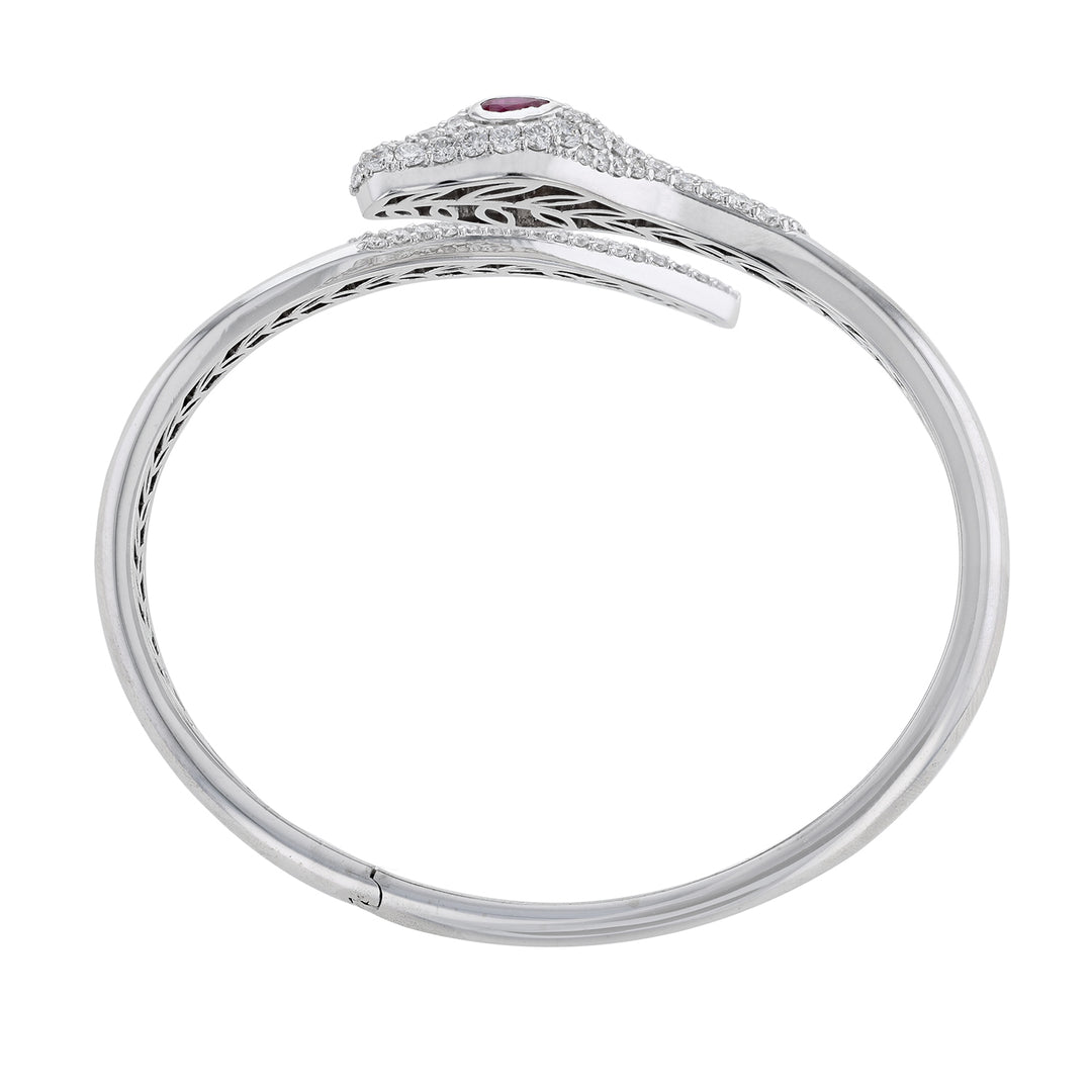 Ruby Diamond Snake Bangle, 3.83ct.
