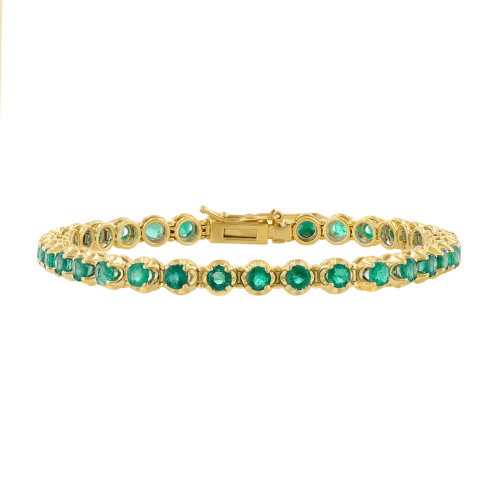 14K Yellow Gold Round Emerald Bracelet