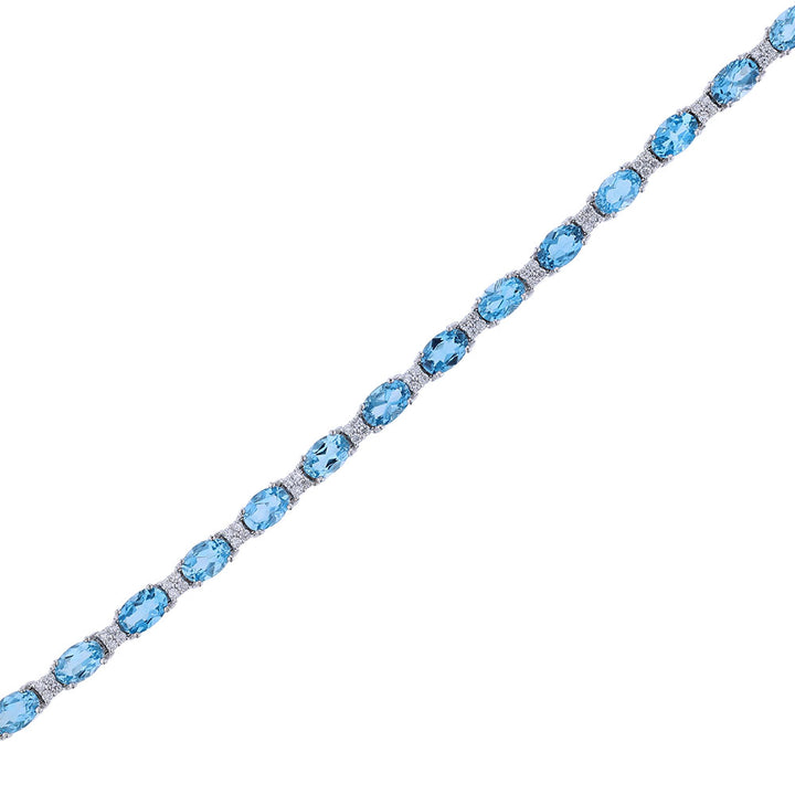 14K White Gold Topaz Diamond Tennis Bracelet