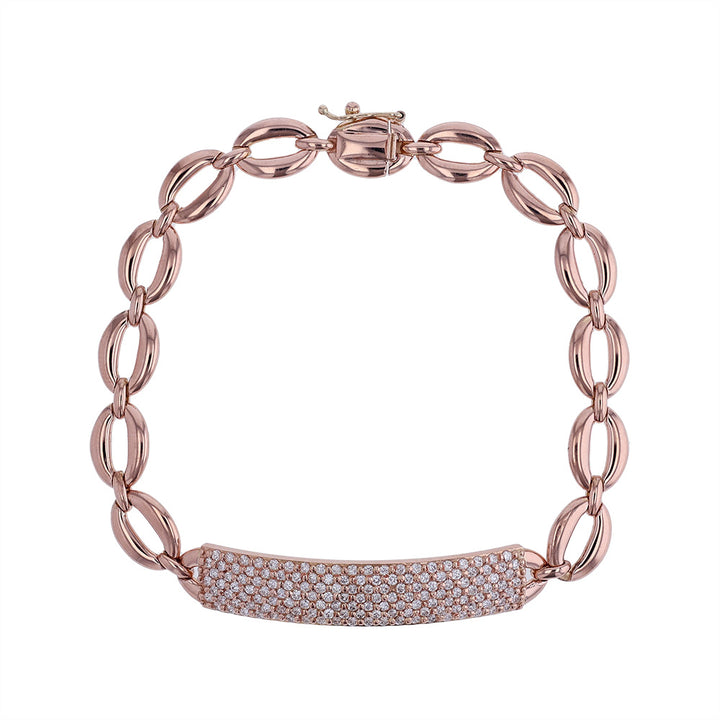 14k Rose Gold Diamond ID Bracelet