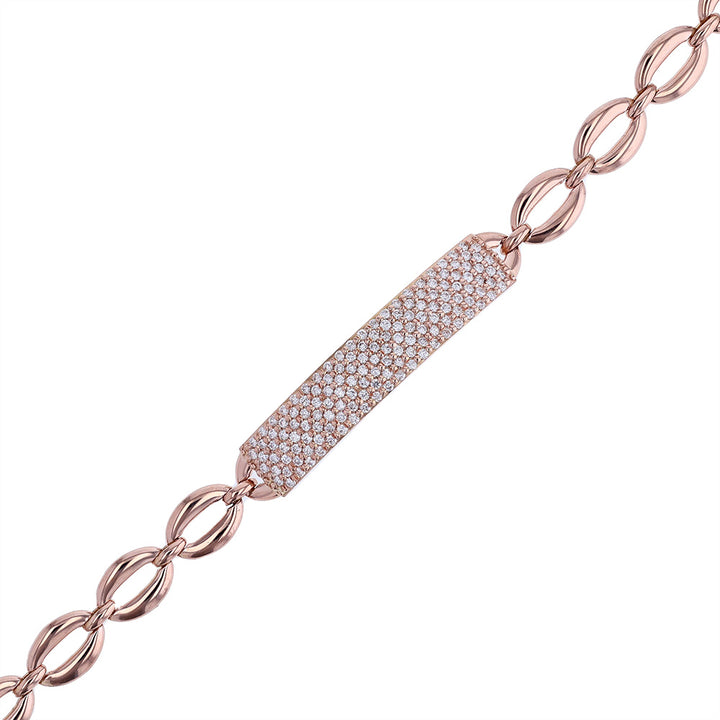 14k Rose Gold Diamond ID Bracelet