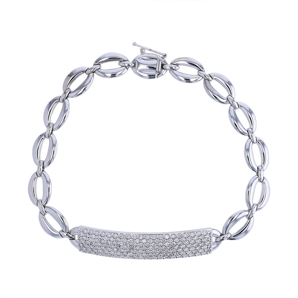14k White Gold Diamond ID Bracelet