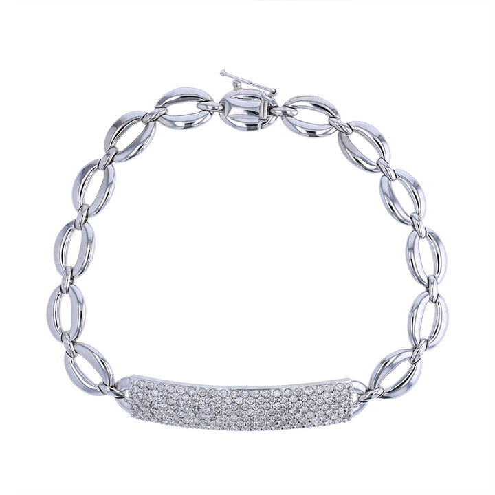 14k White Gold Diamond ID Bracelet