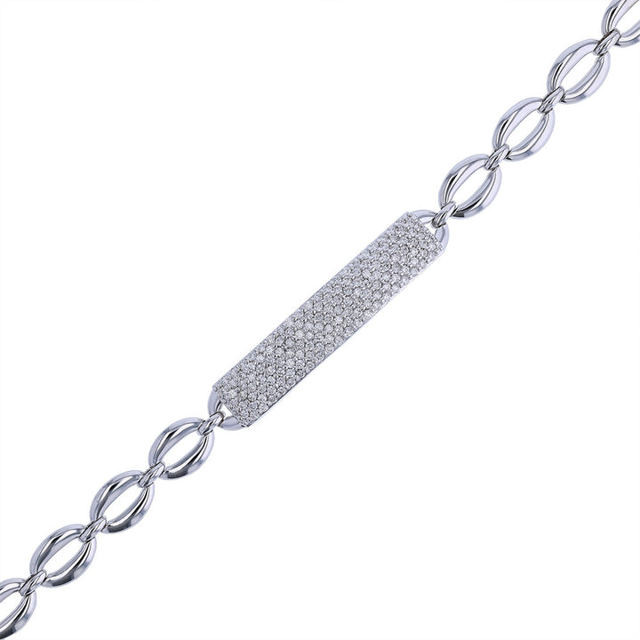 14k White Gold Diamond ID Bracelet
